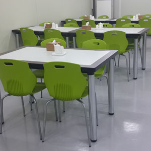 EZM-5748 휴게소 가구 구내식당 휴게실 급식실 교회 회사 함바식당 의자 테이블 제작 전문