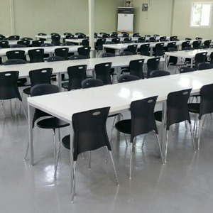 EZM-7343 휴게소 가구 구내식당 휴게실 급식실 교회 회사 함바식당 의자 테이블 제작 전문